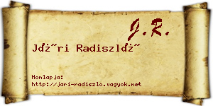 Jári Radiszló névjegykártya